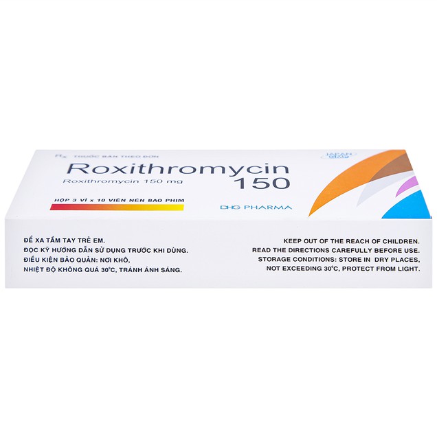 Thuốc Roxithromycin 150 DHG điều trị các bệnh nhiễm khuẩn (3 vỉ x 10 viên)