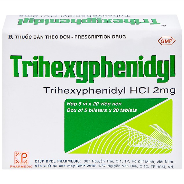 Thuốc Trihexyphenidyl 2mg Pharmedic điều trị phụ trợ hội chứng Parkinson (100 viên)