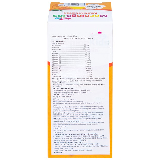 Siro MorningKids Multivitamin hỗ trợ bổ sung vitamin và khoáng chất cho cơ thể (125ml)