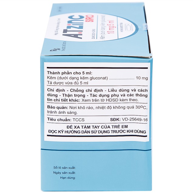 Siro A.Tzinc 10mg/5ml An Thiên hỗ trợ bổ sung kẽm, tăng sức đề kháng (30 ống x 5ml)