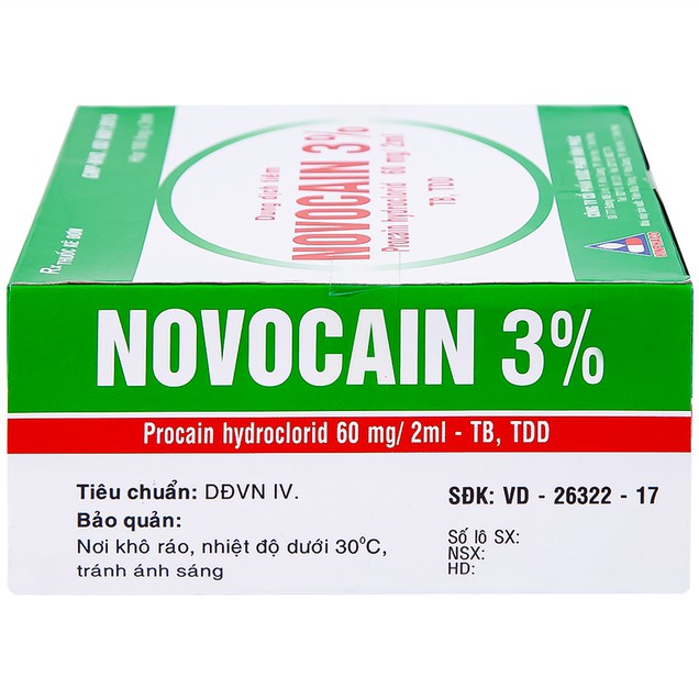 Dung dịch tiêm Novocain 3% Vinphaco giảm đau trong một số trường hợp (100 ống x 2ml)