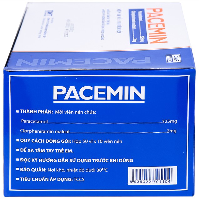 Thuốc Pacemin 325mg Hataphar điều trị cảm cúm, hắt hơi, sổ mũi (50 vỉ x 10 viên)