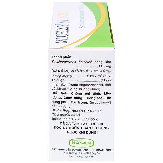 Thuốc Micezym 100mg Hasan điều trị tiêu chảy (30 gói x 1g)