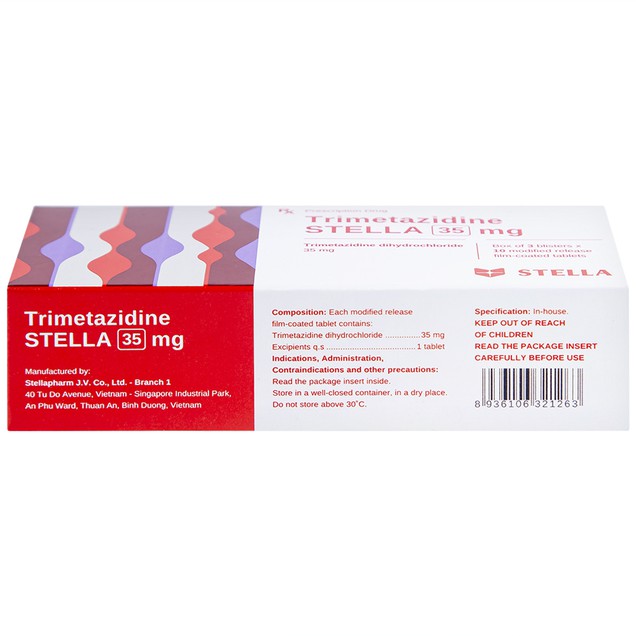 Thuốc Trimetazidine Stella 35mg điều trị đau thắt ngực (3 vỉ x 10 viên)