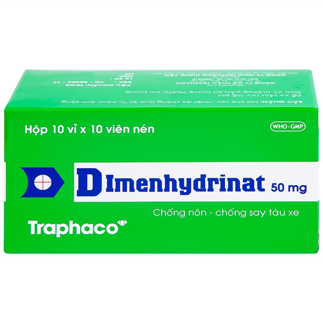 Thuốc Dimenhydrinat 50mg Traphaco chống nôn, chống say tàu xe (100 viên)