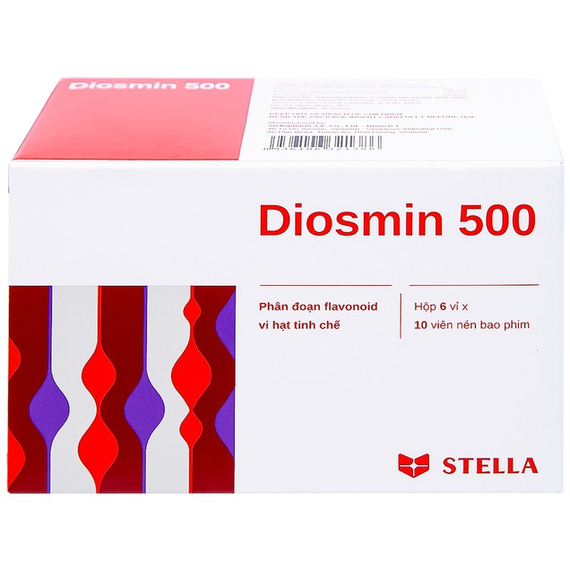 Thuốc Diosmin 500 Stella điều trị suy tĩnh mạch, mạch bạch huyết (6 vỉ x 10 viên)