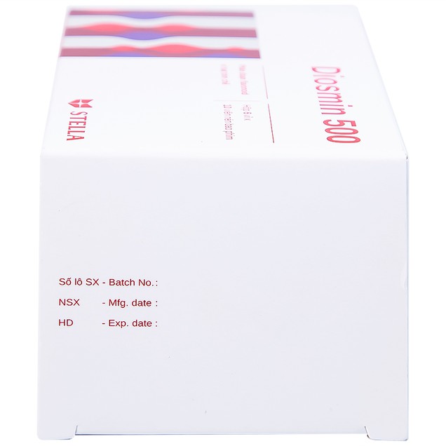 Thuốc Diosmin 500 Stella điều trị suy tĩnh mạch, mạch bạch huyết (6 vỉ x 10 viên)