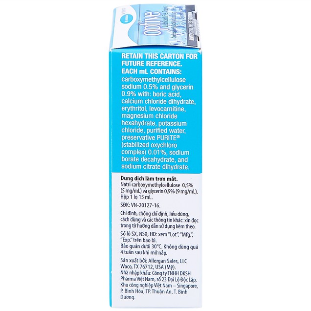Thuốc nhỏ mắt Optive Allergan giảm nóng, kích ứng mắt (15ml)