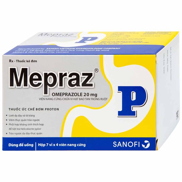 Thuốc Mepraz 20mg Sanofi điều trị ngắn hạn loét tá tràng tiến triển (7 vỉ x 4 viên)